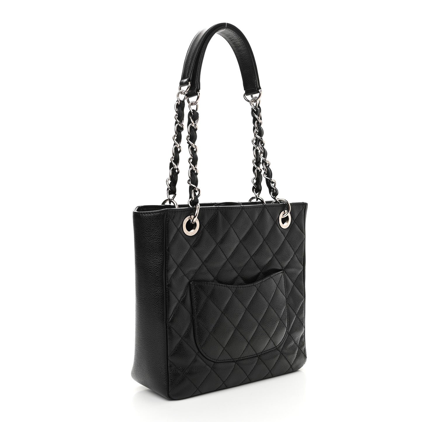 Caviar Quilted Petit Shopping Tote PST Black