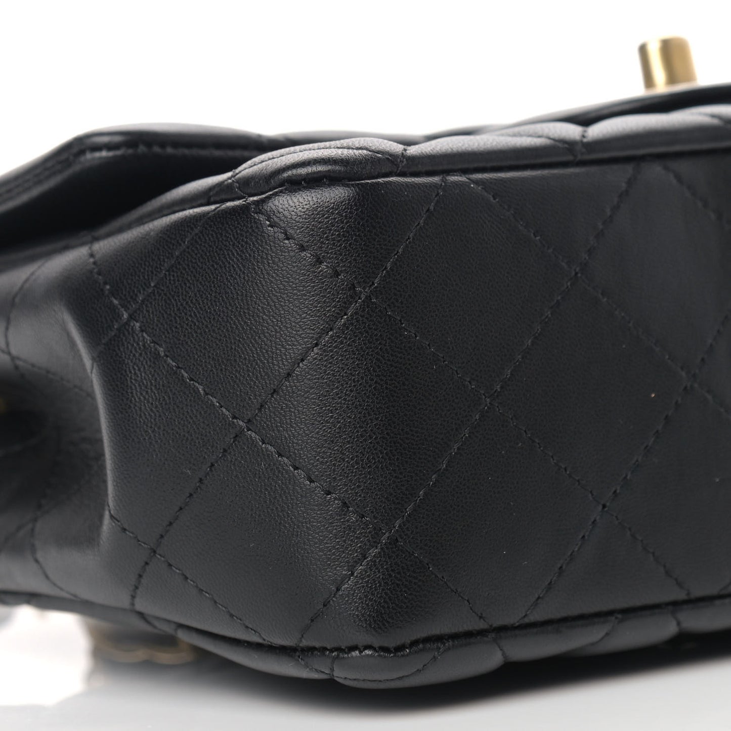 Lambskin Quilted Mini Rectangular Flap Black