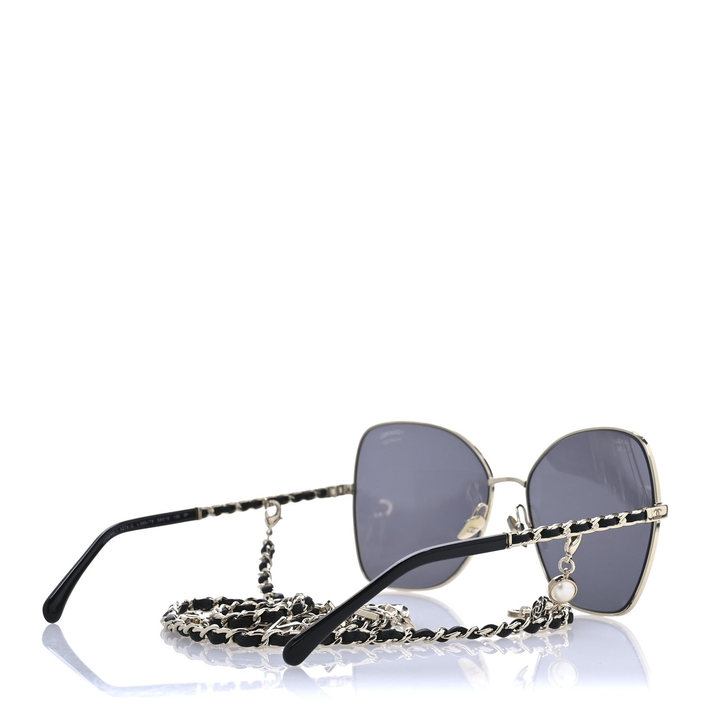 Metal Square Frame Chain Sunglasses 4274-Q Gold Black