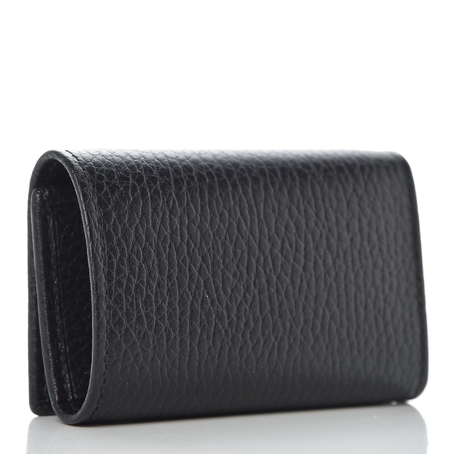 Pebbled Calfskin Butterfly 6 Key Holder Case Black