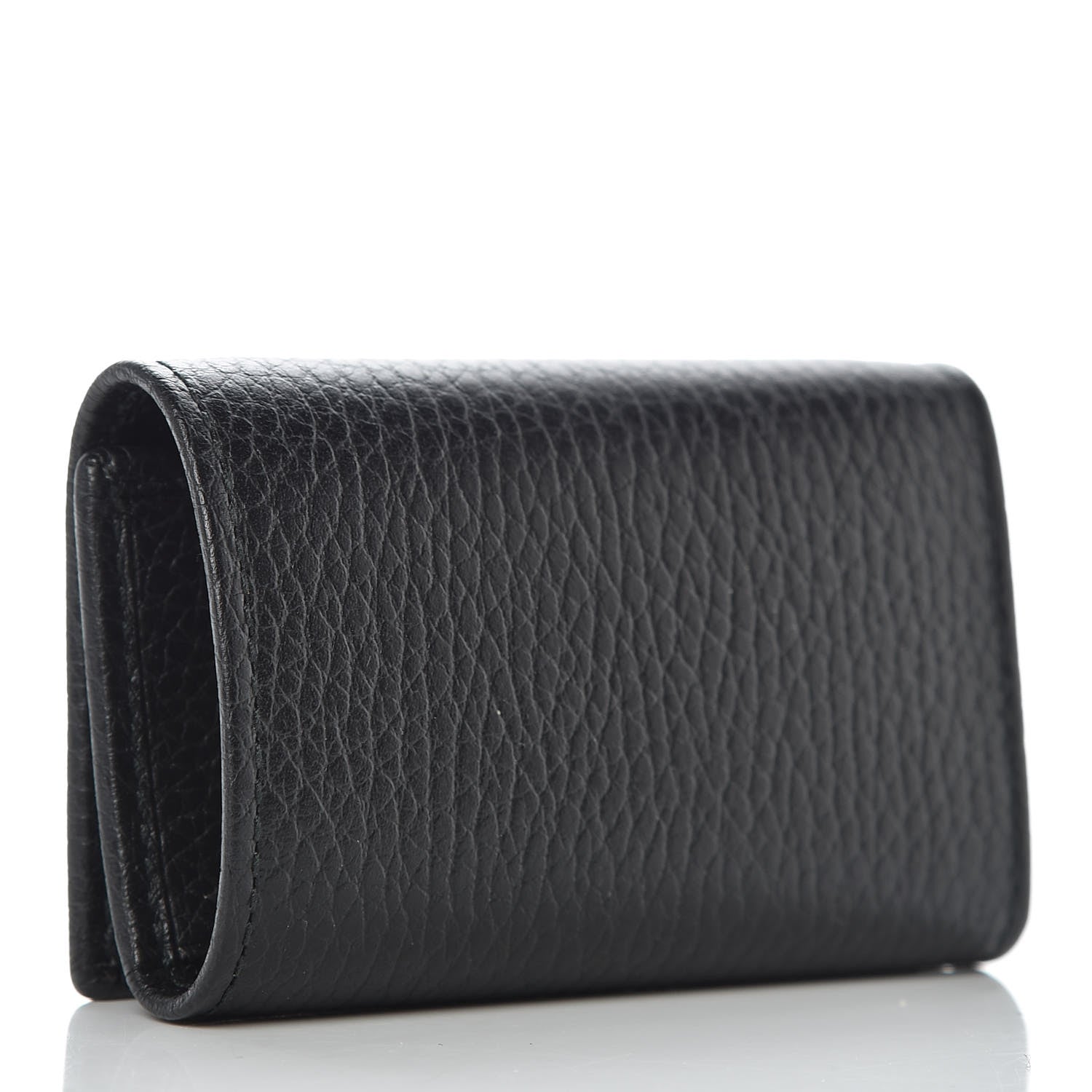 Gucci Pebbled Calfskin Butterfly 6 Key Holder Case Black 3 of 8