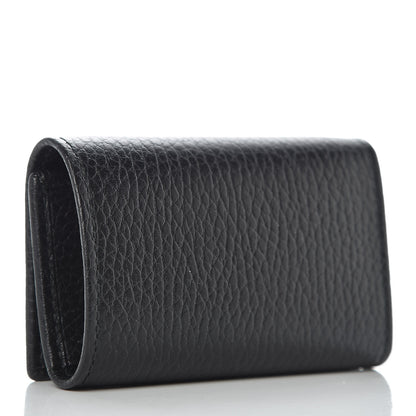 Gucci Pebbled Calfskin Butterfly 6 Key Holder Case Black 3 of 8