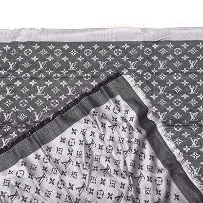 Louis Vuitton Wool Silk Monogram Denim Shawl Black 3 of 4