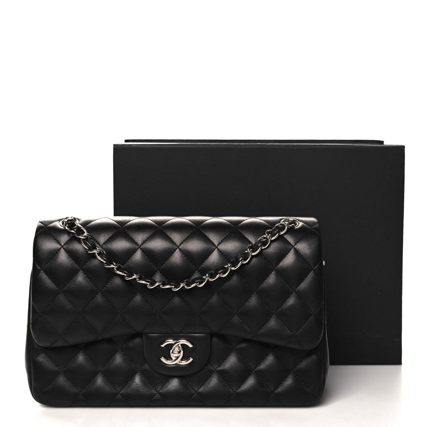 Chanel Lambskin Quilted Jumbo Double Flap Black 13 of 13