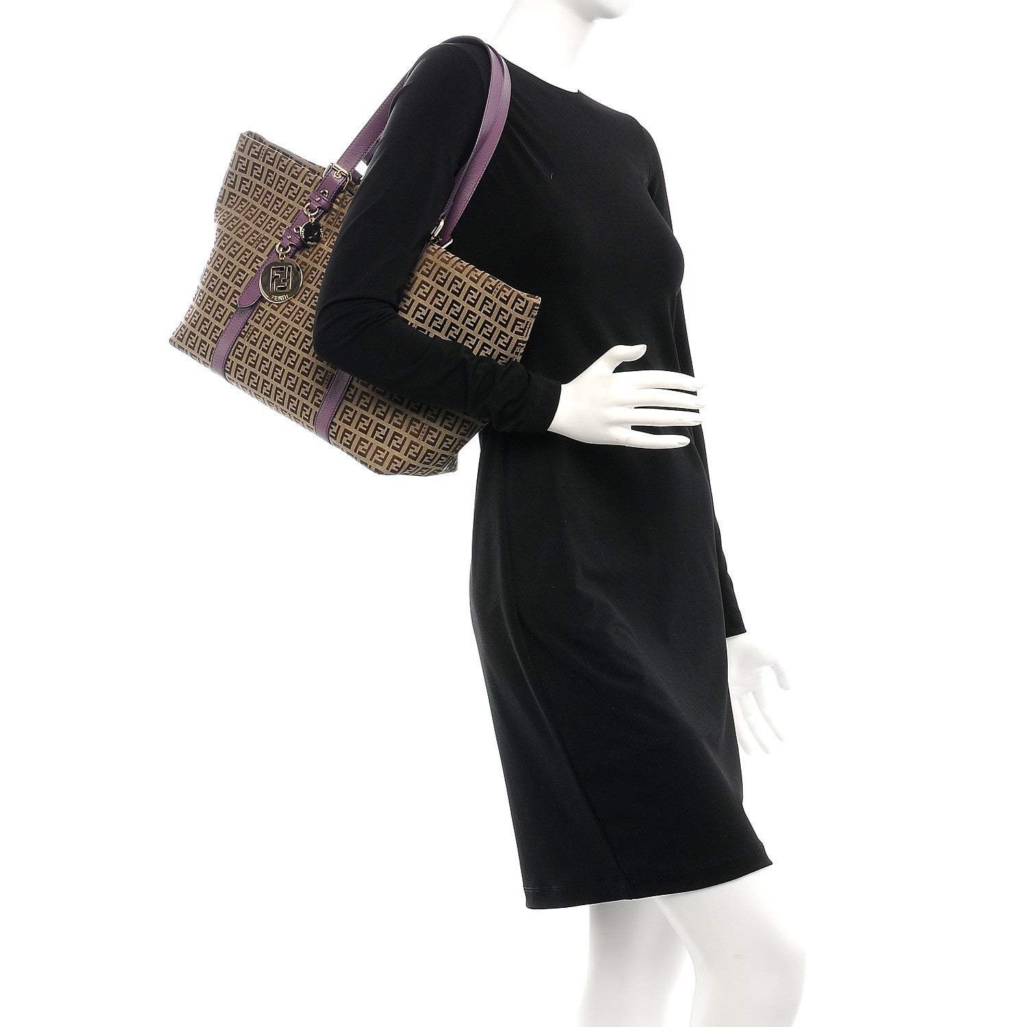 Fendi Zucchino Charm Large Shopper Tote Purple 2 of 7