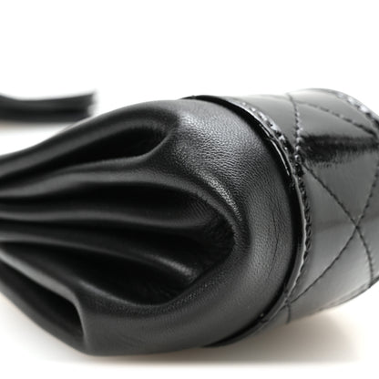Chanel Crumpled Patent Lambskin Quilted Tassel Clutch With Chain Black 9 of 12