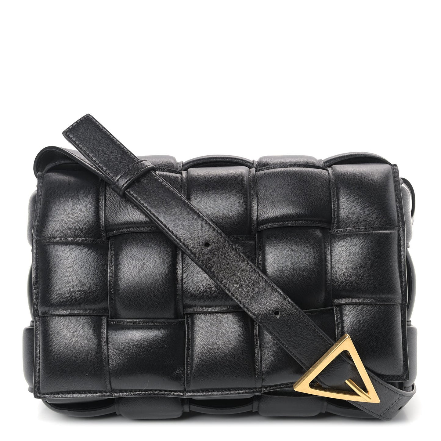 Nappa Maxi Intreccio Padded Cassette Crossbody Bag Black