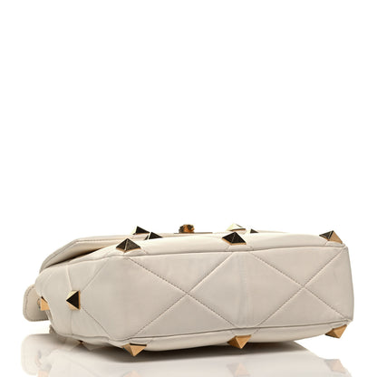 Valentino Garavani Nappa Large Roman Stud Shoulder Bag Ivory 5 of 9