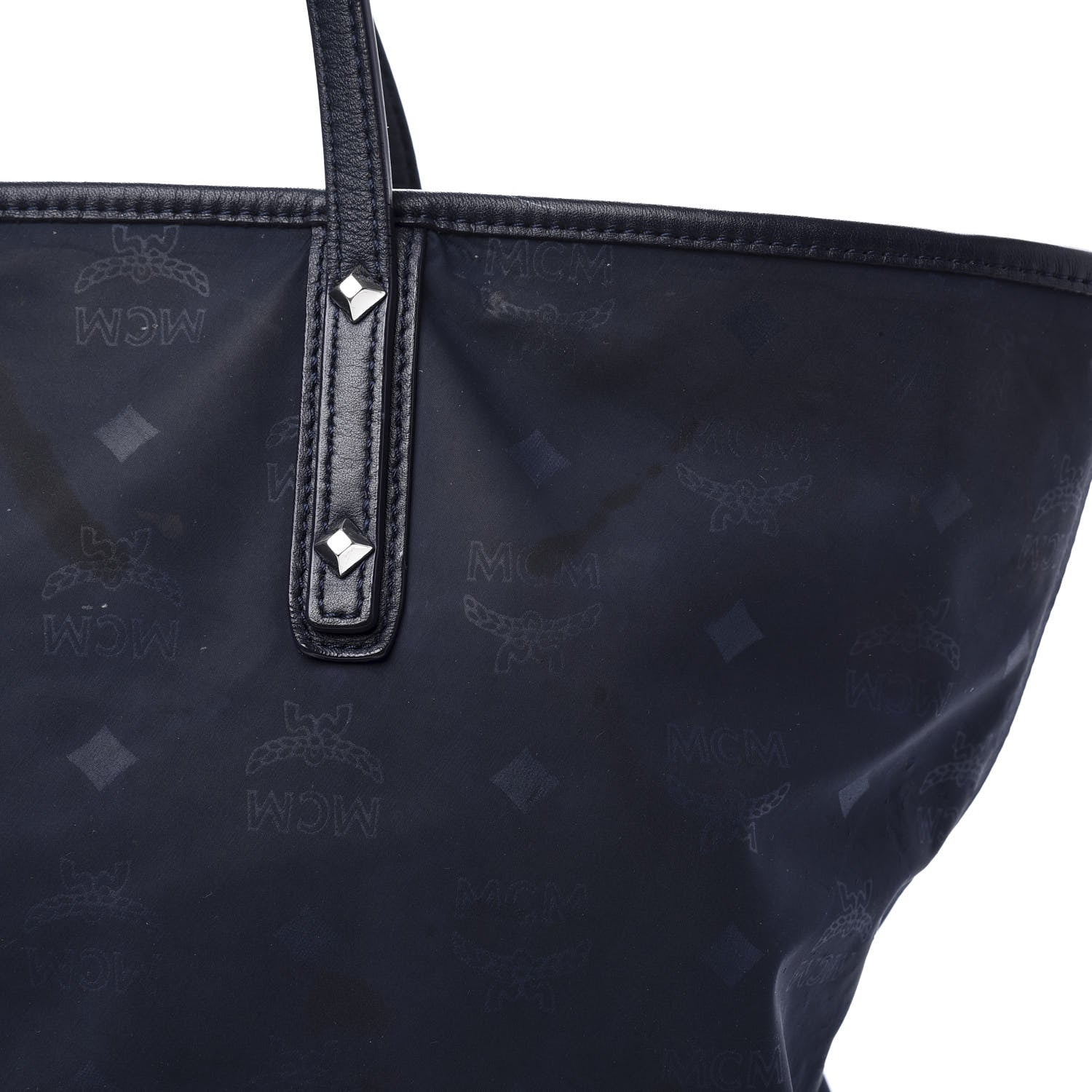 MCM Nylon Monogram Medium Dieter Shopper Tote Navy 12 of 14