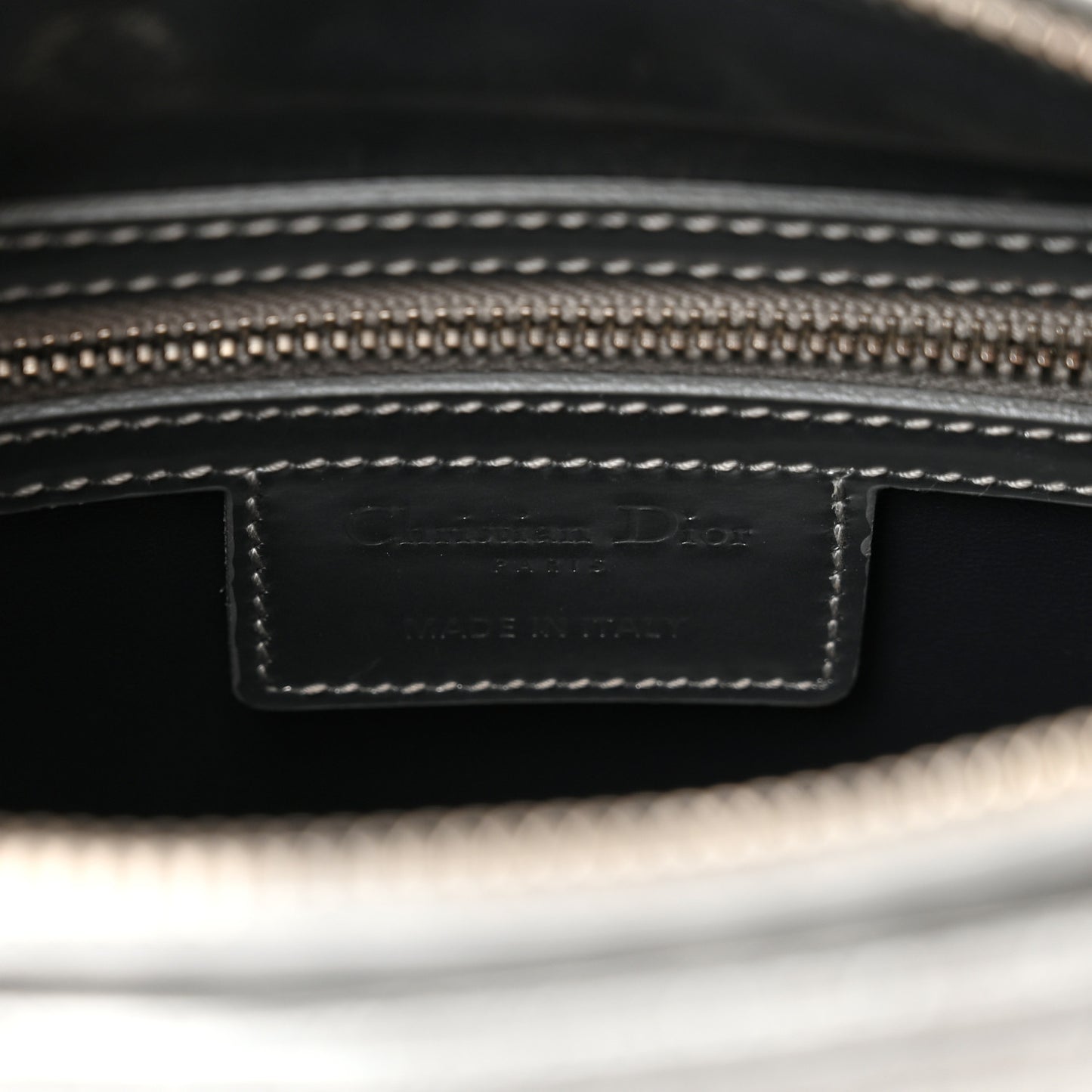 Metallic Patent Micro-Cannage Medium Lady Dior Silver