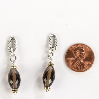 David Yurman Sterling Silver 18K Yellow Gold Smoky Quartz Figaro Earrings 2 of 5