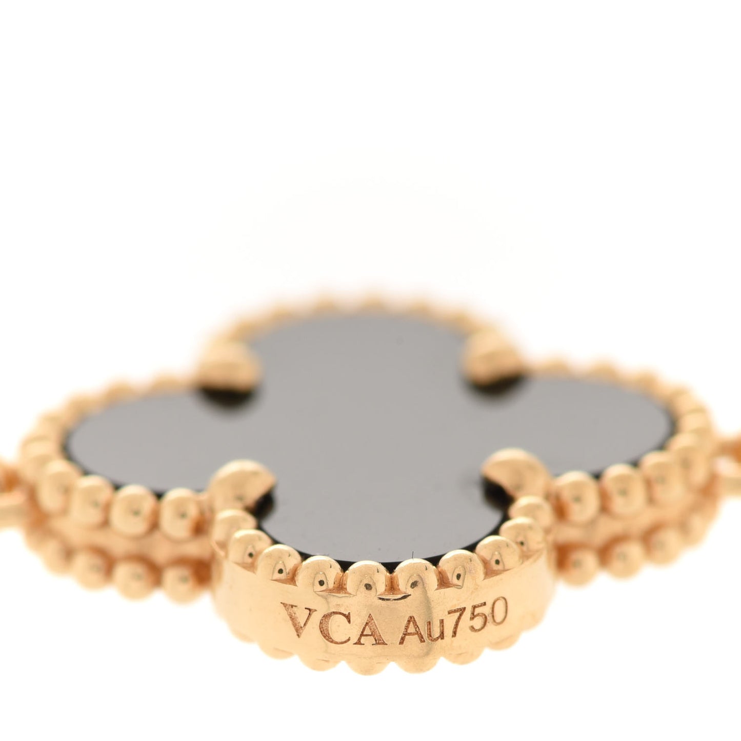 18K Yellow Gold Black Onyx 5 Motifs Vintage Alhambra Bracelet