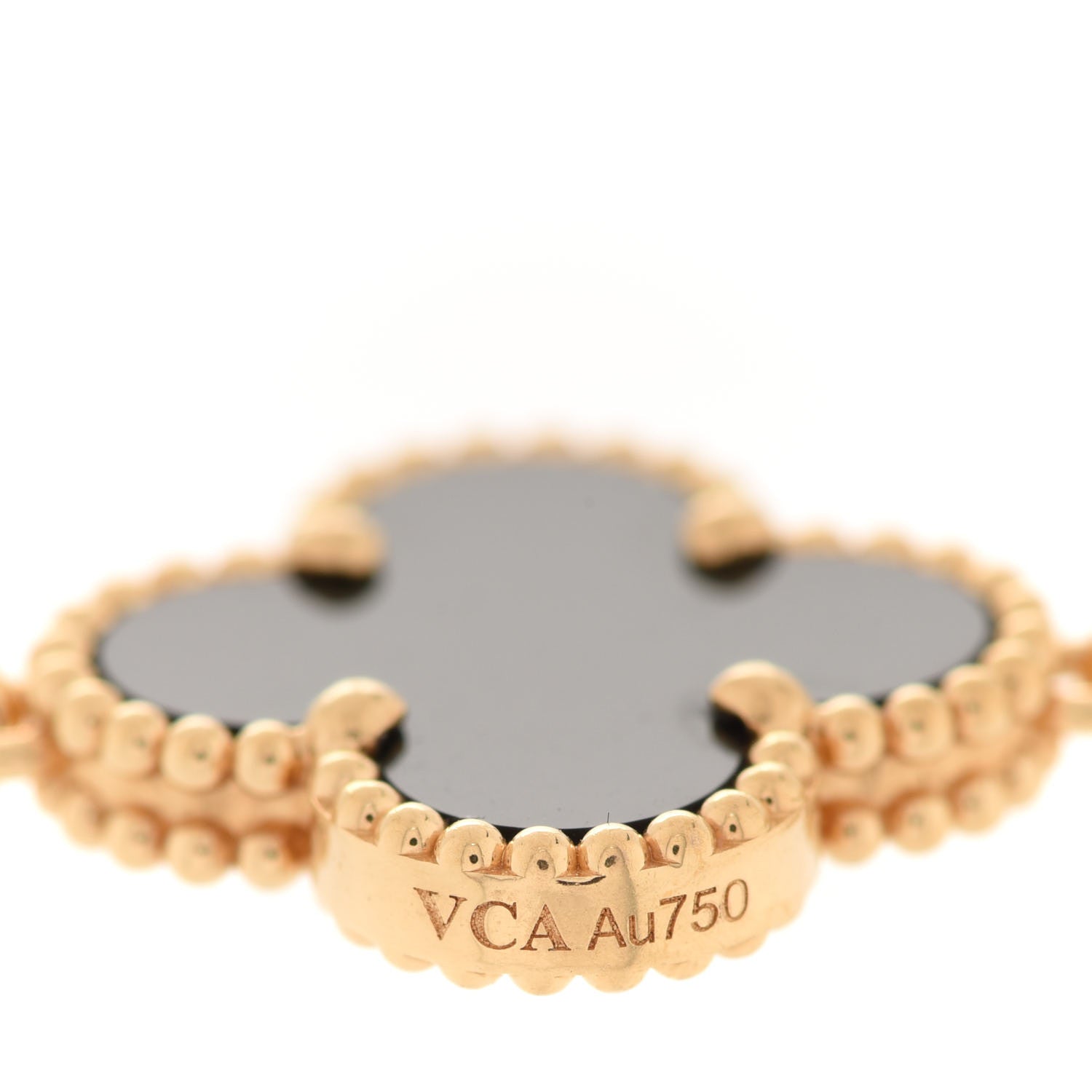 Van Cleef & Arpels 18K Yellow Gold Black Onyx 5 Motifs Vintage Alhambra Bracelet 6 of 7