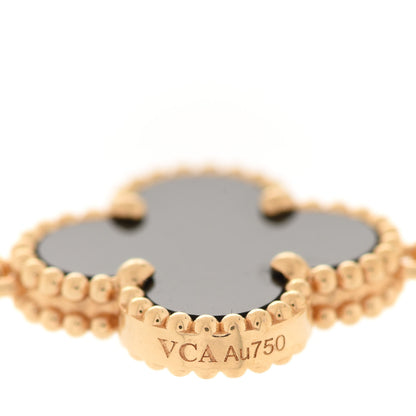 Van Cleef & Arpels 18K Yellow Gold Black Onyx 5 Motifs Vintage Alhambra Bracelet 6 of 7
