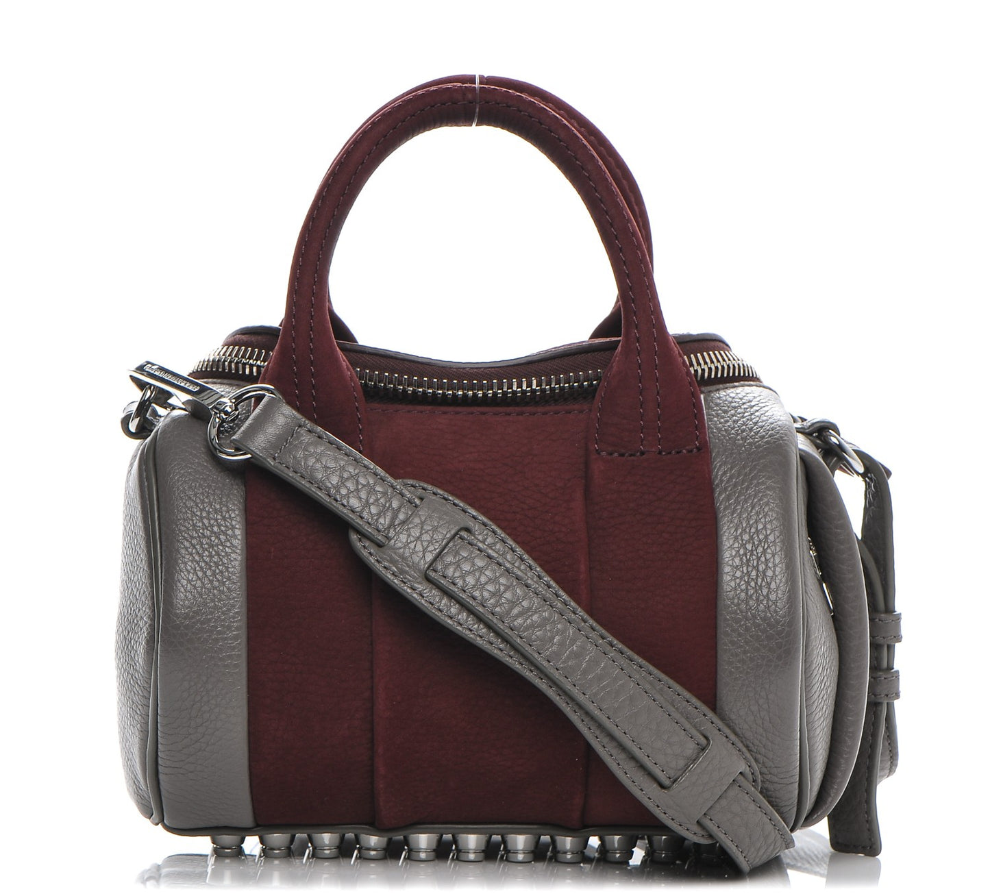Nubuck Soft Pebbled Calfskin Mini Rockie Beet Stone Rhodium Hardware