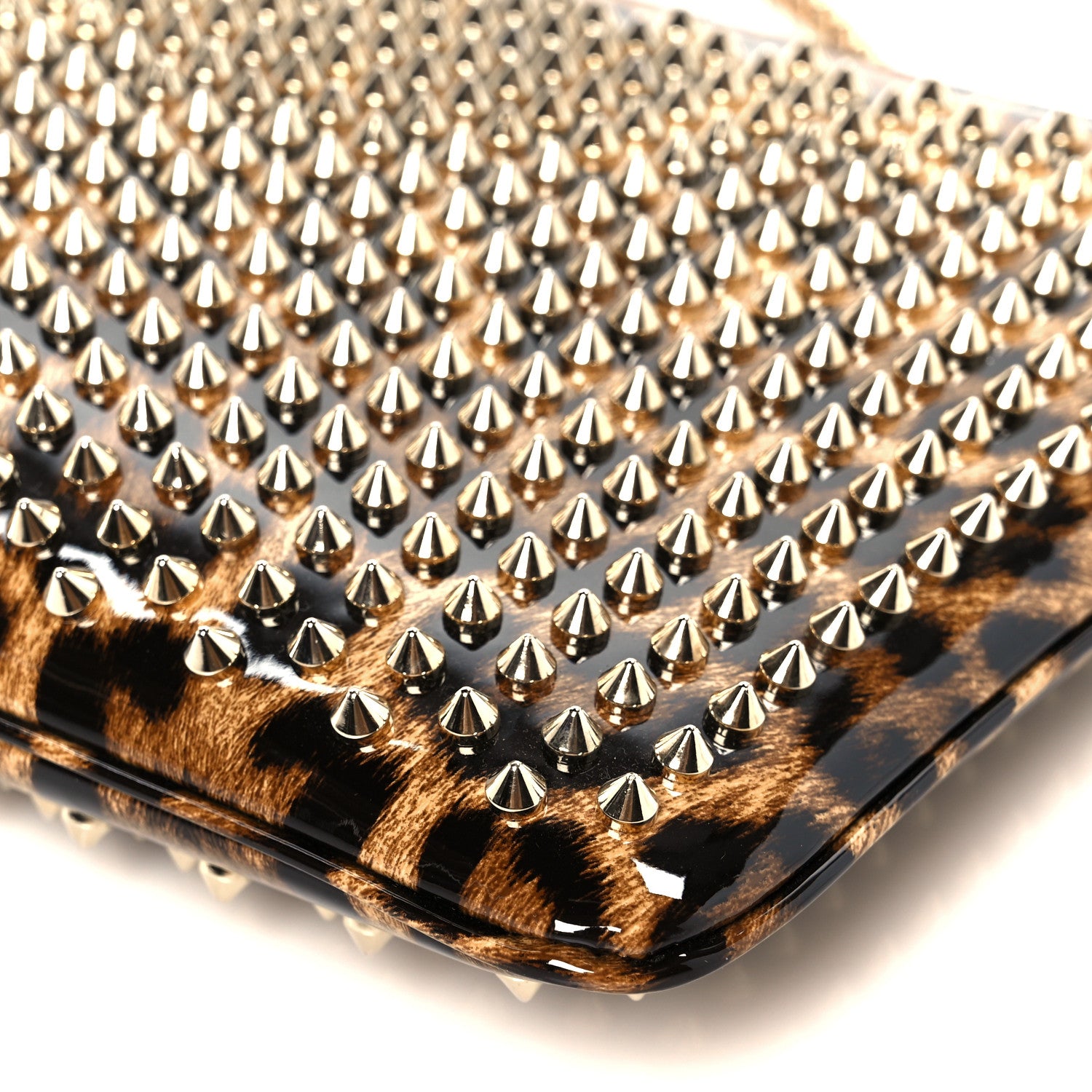 Christian Louboutin Patent Leopard Print Loubiposh Spiked Crossbody Clutch 10 of 10