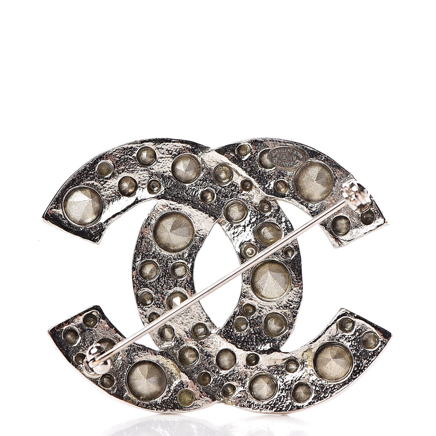 Chanel Crystal CC Brooch Silver 3 of 5