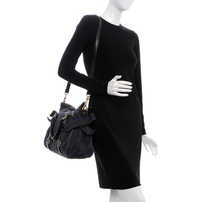Miu Miu Washed Canvas Canapa Shopping Pattina Tote Bleuette 2 of 11