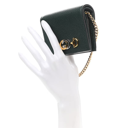 Gucci Grainy Calfskin Zumi Chain Card Case Wallet Vintage Green 2 of 7