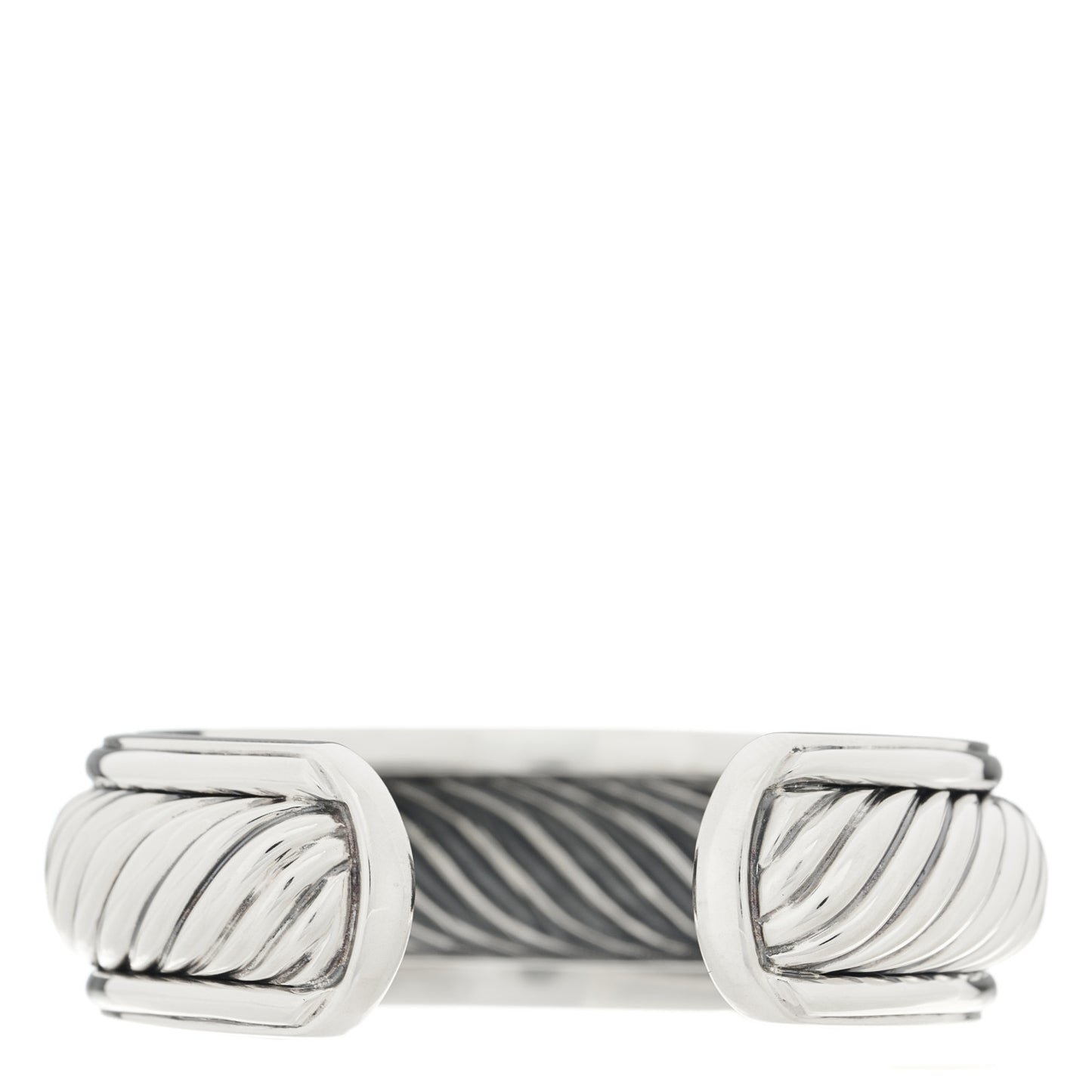 Sterling Silver Diamond 20mm Sculpted Cable Cuff Bracelet