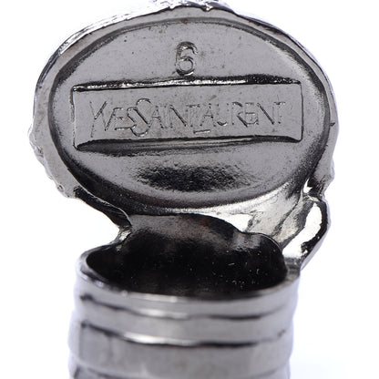 Saint Laurent Glass Cabochon Gunmetal Arty Ovale Ring 6 Black 5 of 6