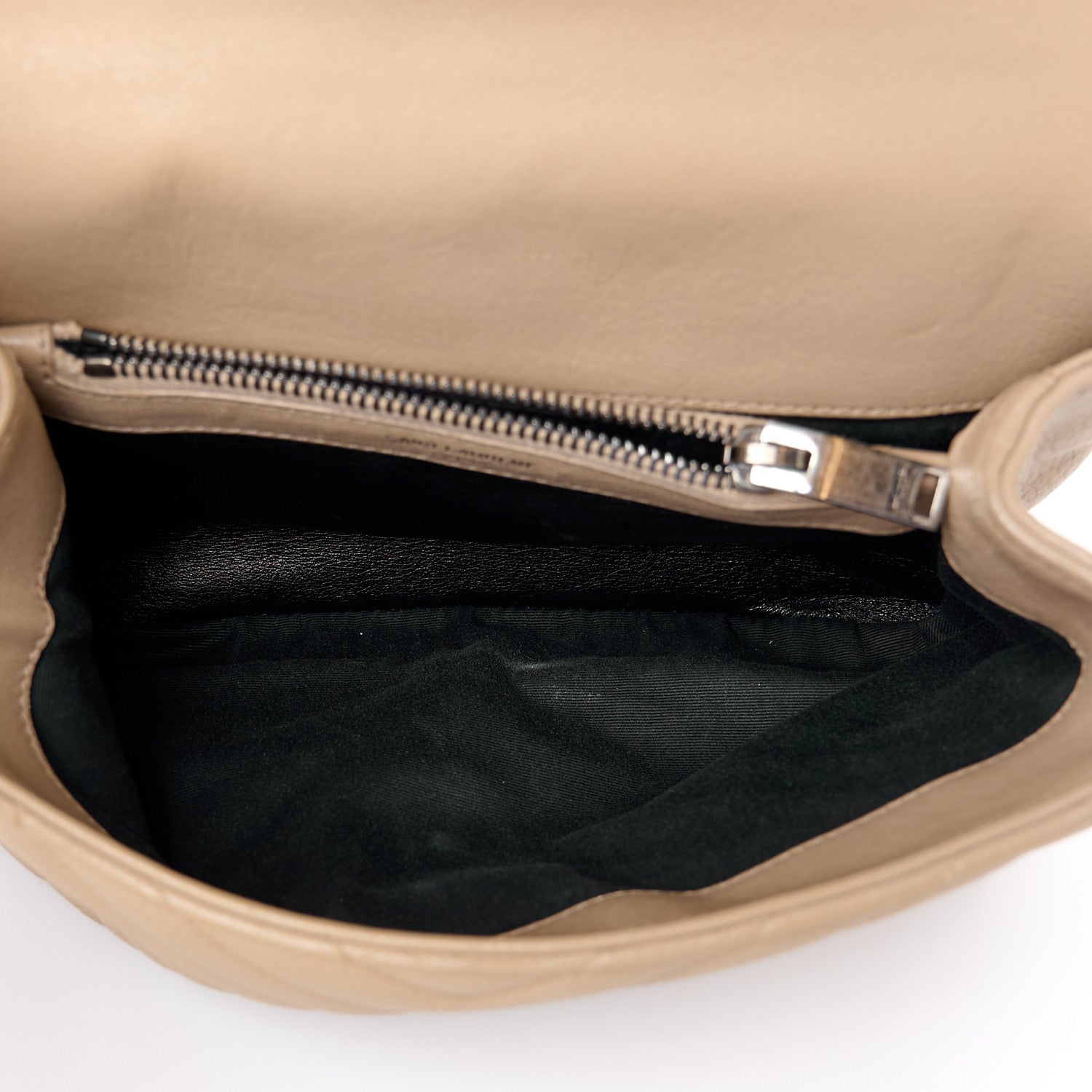 Saint Laurent Sheepskin Matelasse Chevron Monogram Medium College Bag Dark Beige 5 of 12