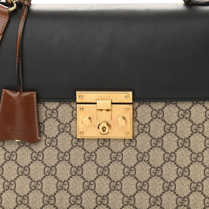 Gucci GG Supreme Monogram Calfskin Medium Padlock Top Handle Bag Beige Black Cuir 8 of 11