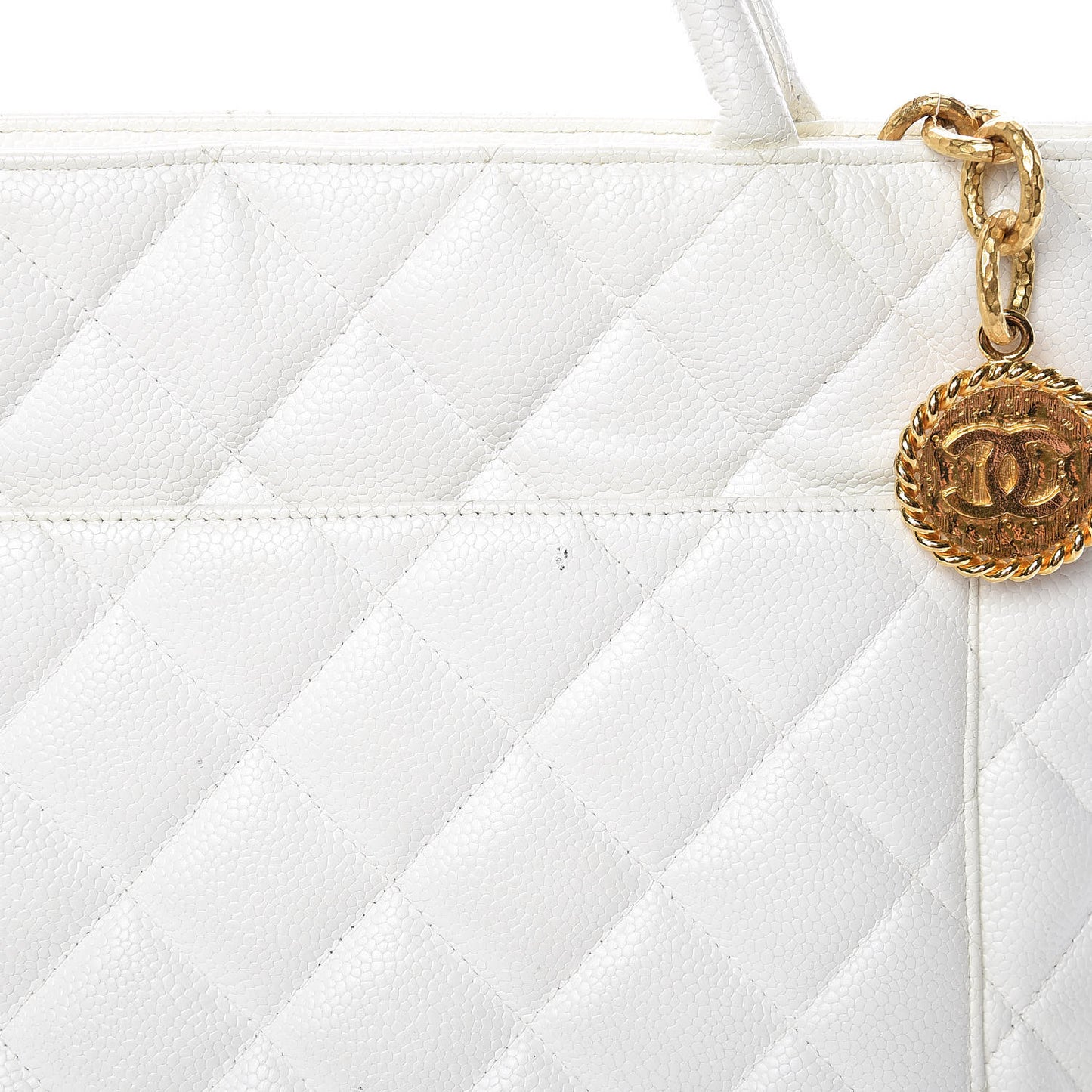 Caviar Quilted Medallion Tote White