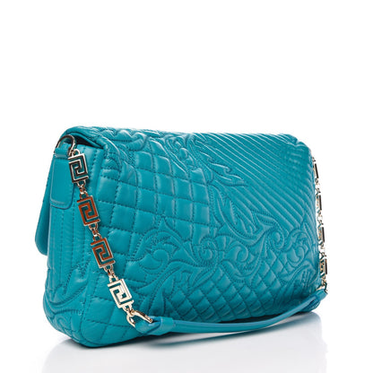 Versace Nappa Barocco Quilted Vanitas Medea Shoulder Bag Blue 3 of 7