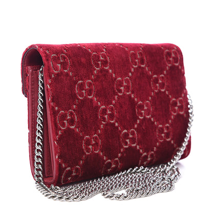 Gucci Velvet GG Monogram Mini Dionysus Chain Wallet Red Cipria 2 of 11