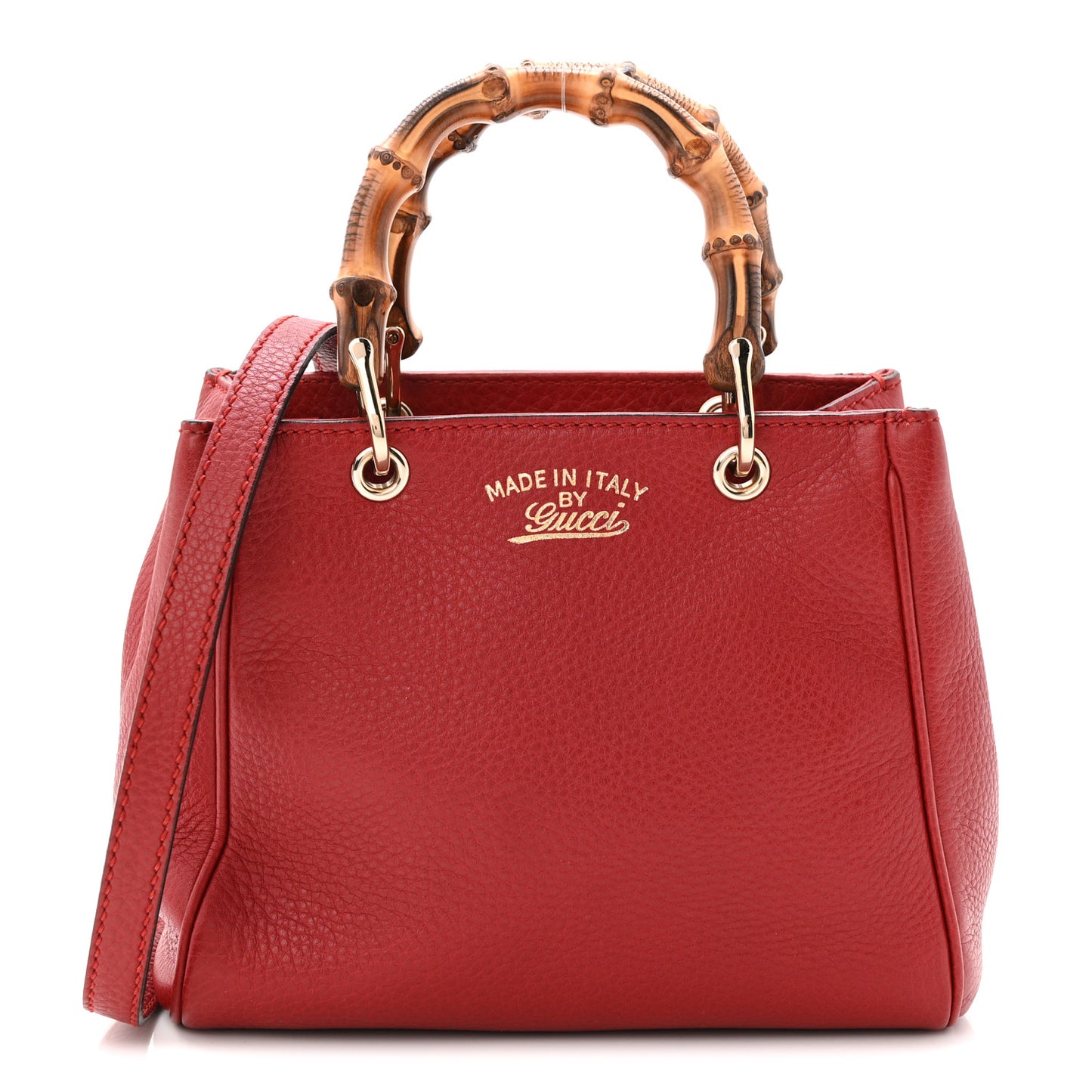 Calfskin Mini Bamboo Shopper Tote Red