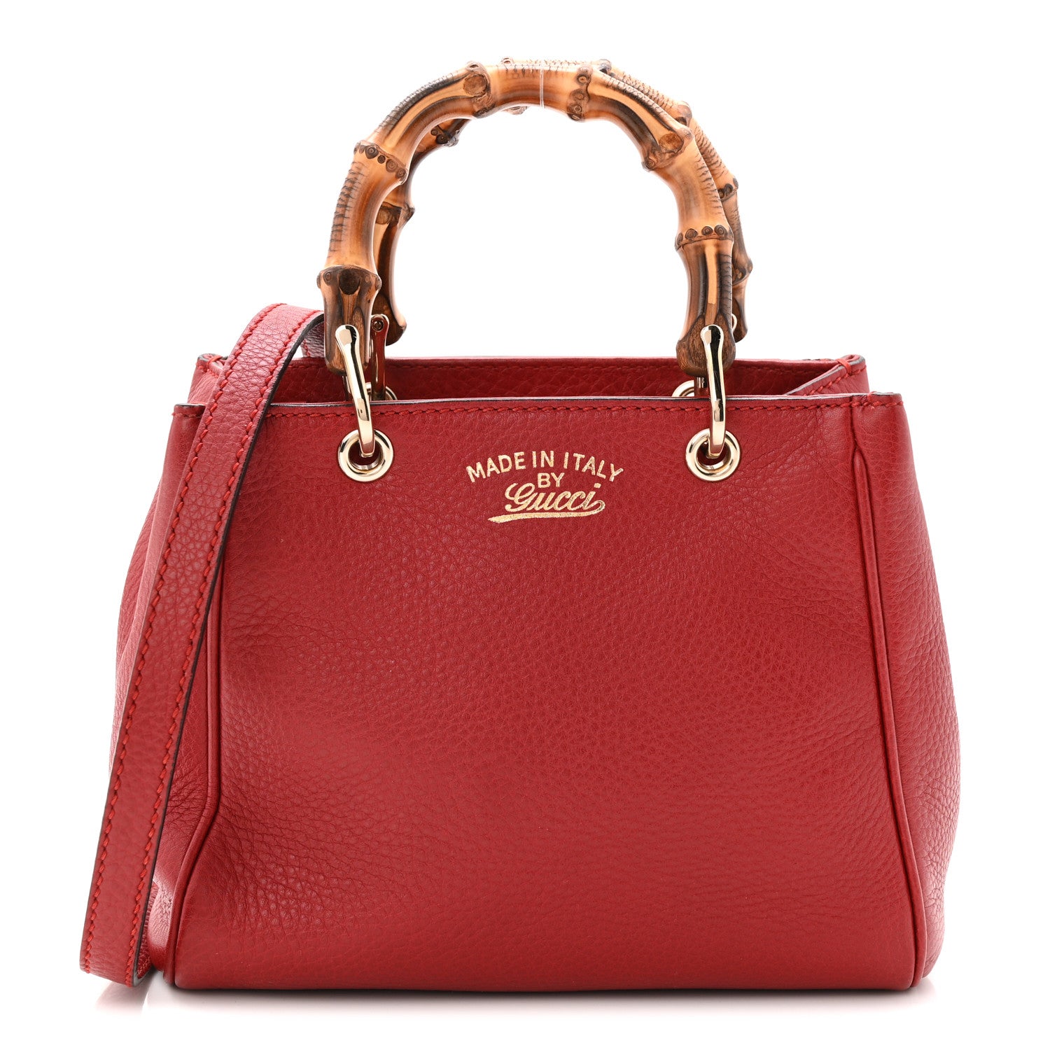 Gucci Calfskin Mini Bamboo Shopper Tote Red 2 of 19