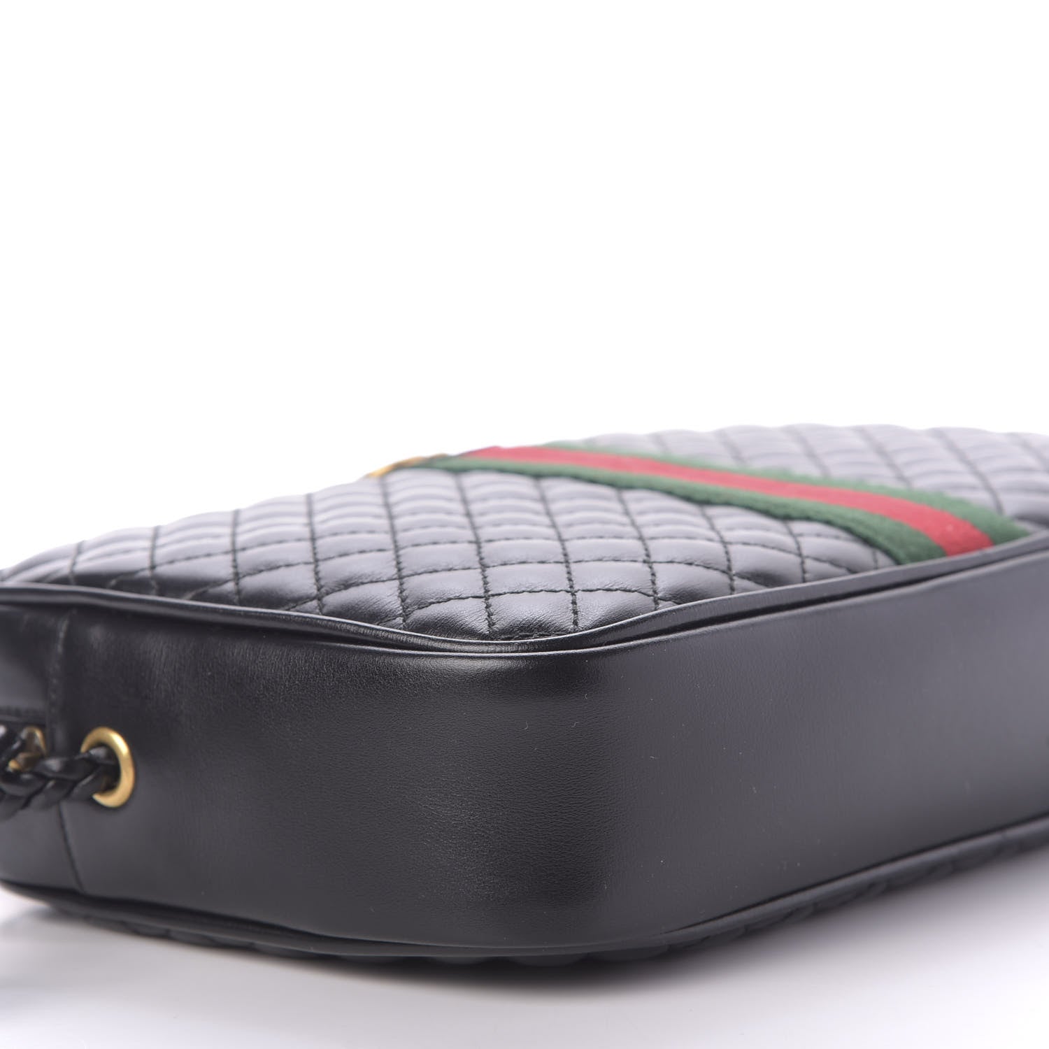 Gucci Calfskin Web Trapuntata Small GG Shoulder Bag Black 9 of 11