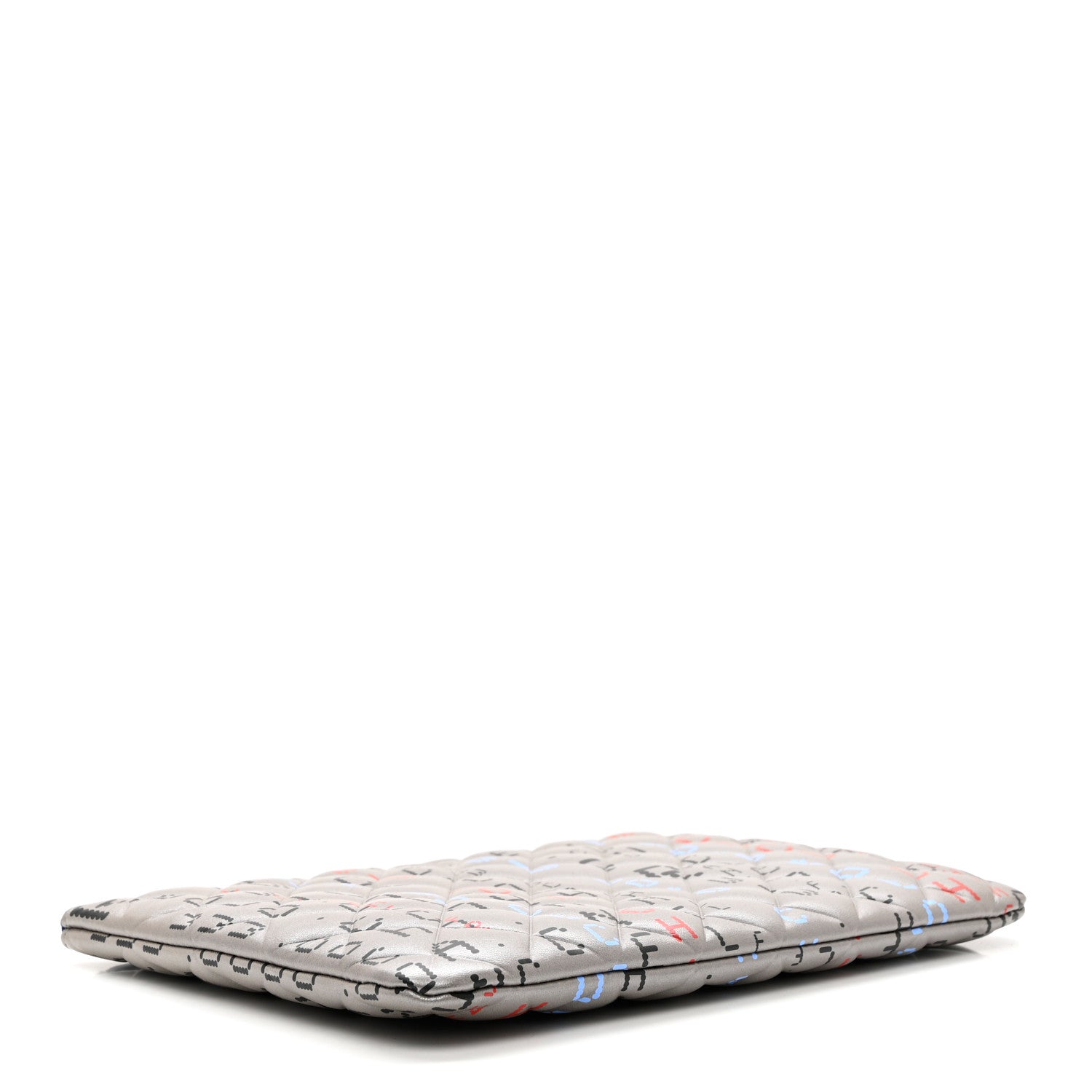 Chanel Metallic Lambskin Quilted Large Data Center Cosmetic Case Silver 4 of 7