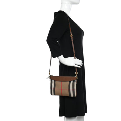 Burberry House Check Derby Peyton Crossbody Clutch Bag Tan 2 of 9