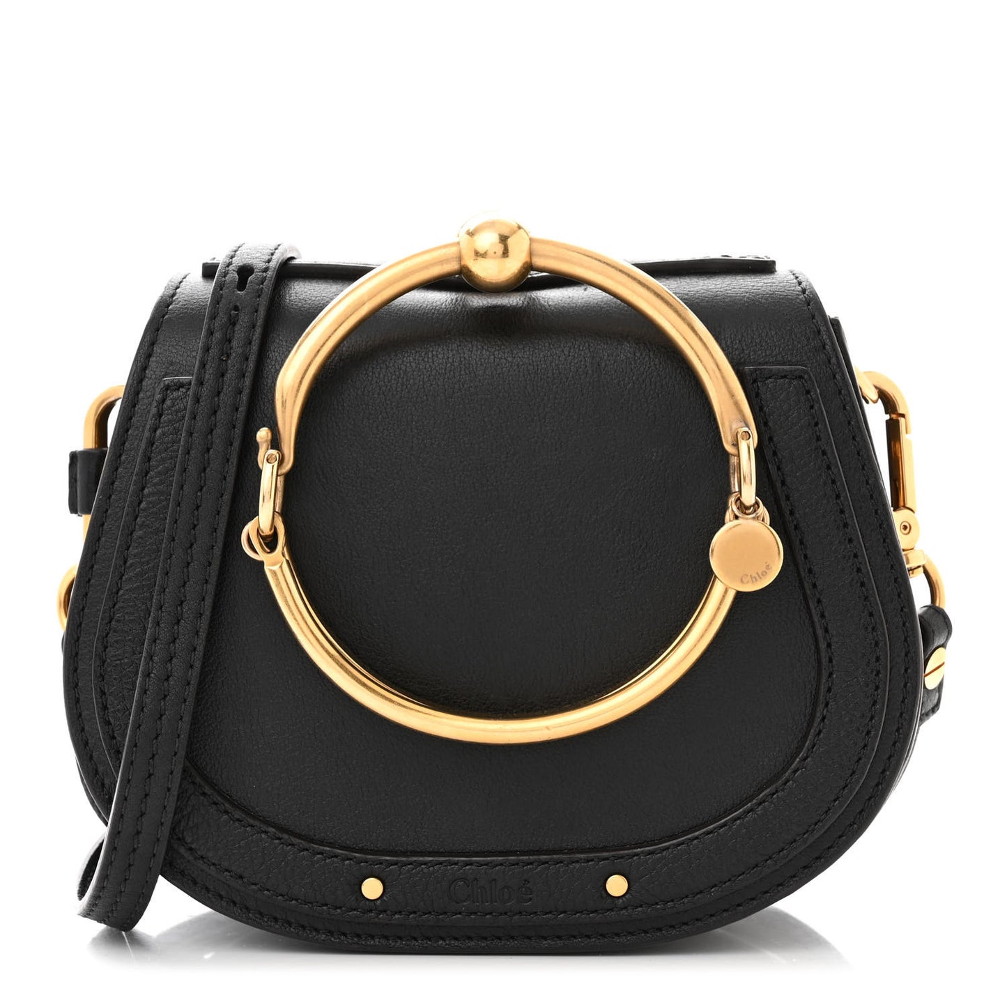 Calfskin Suede Small Nile Bracelet Bag Black