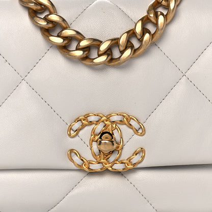 Chanel Goatskin Quilted Medium Chanel 19 Flap White 8 of 12