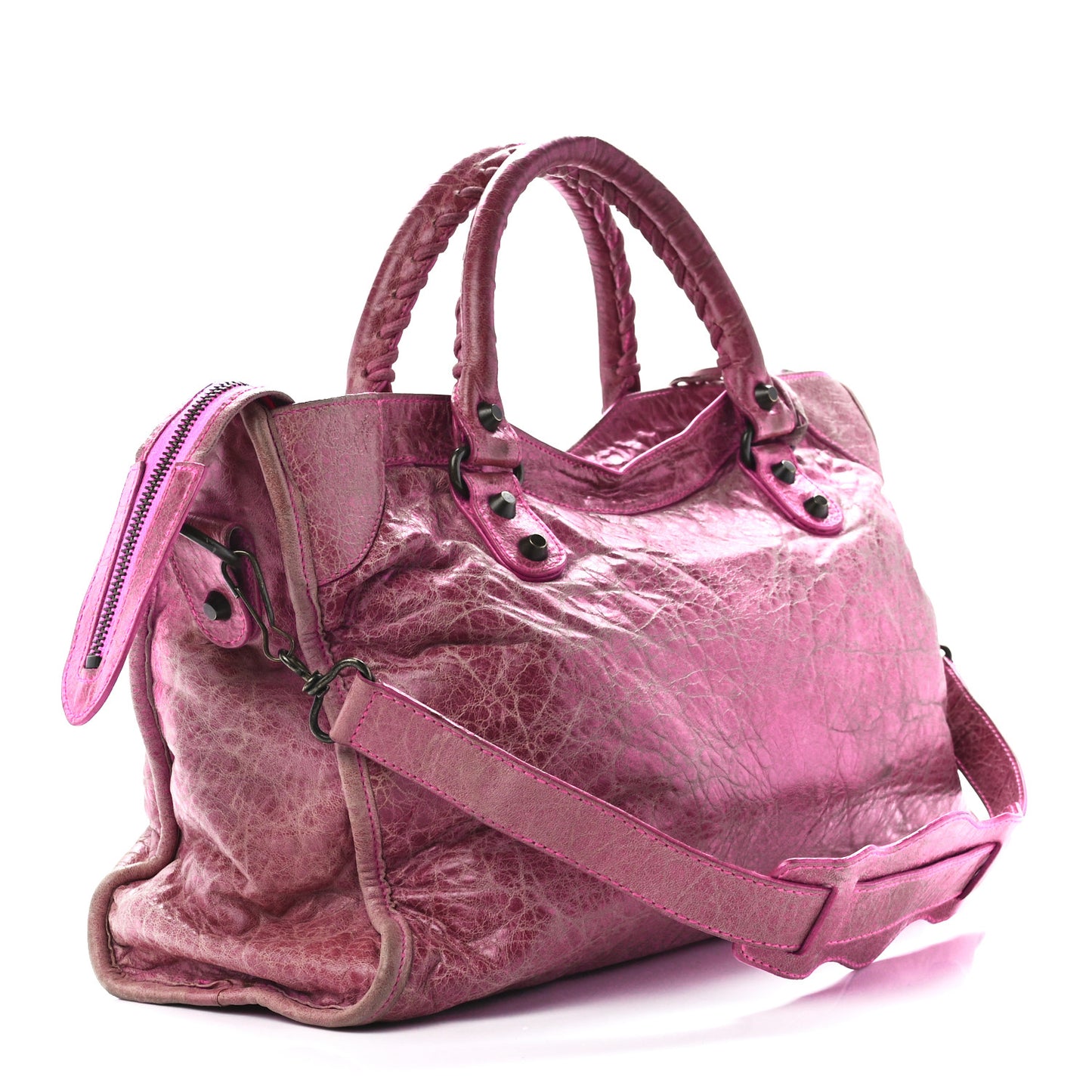 Agneau Classic Hardware City Metallic Pink