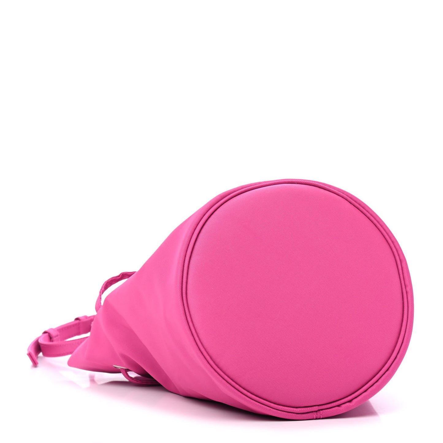 Recycled Sport Nylon Logo Embroidered Wheel Drawstring Bucket Bag Fluo Pink Black