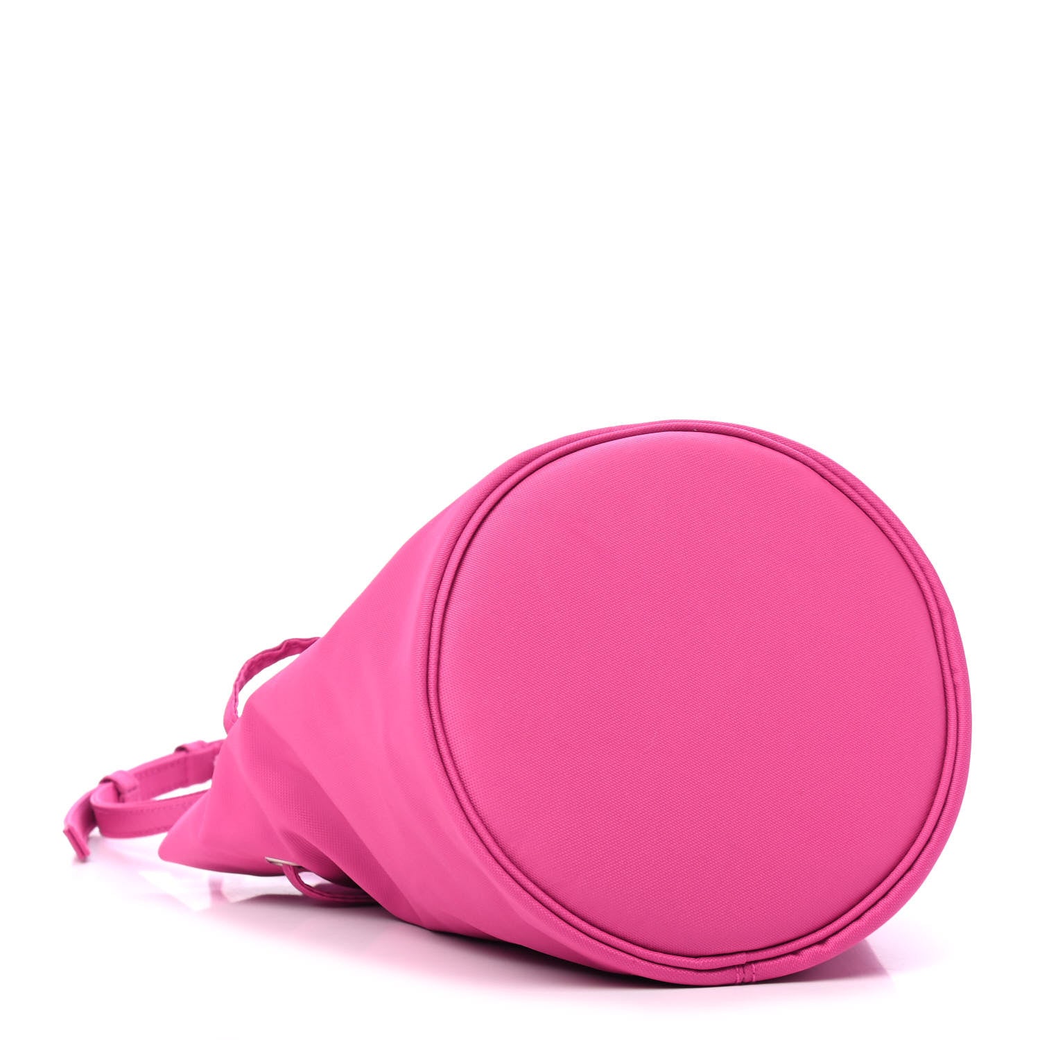 Balenciaga Recycled Sport Nylon Logo Embroidered Wheel Drawstring Bucket Bag Fluo Pink Black 3 of 4