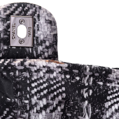 Chanel Nylon Tweed Print Jumbo Flap Black 10 of 12