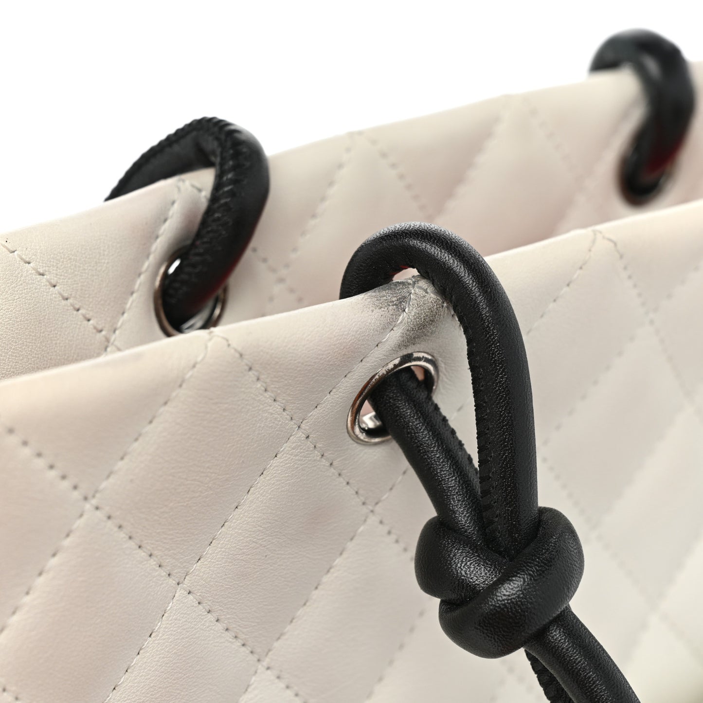 Calfskin Quilted Medium Cambon Tote White Black