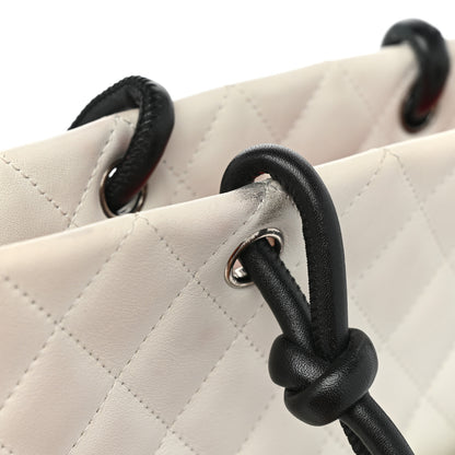 Chanel Calfskin Quilted Medium Cambon Tote White Black 12 of 20