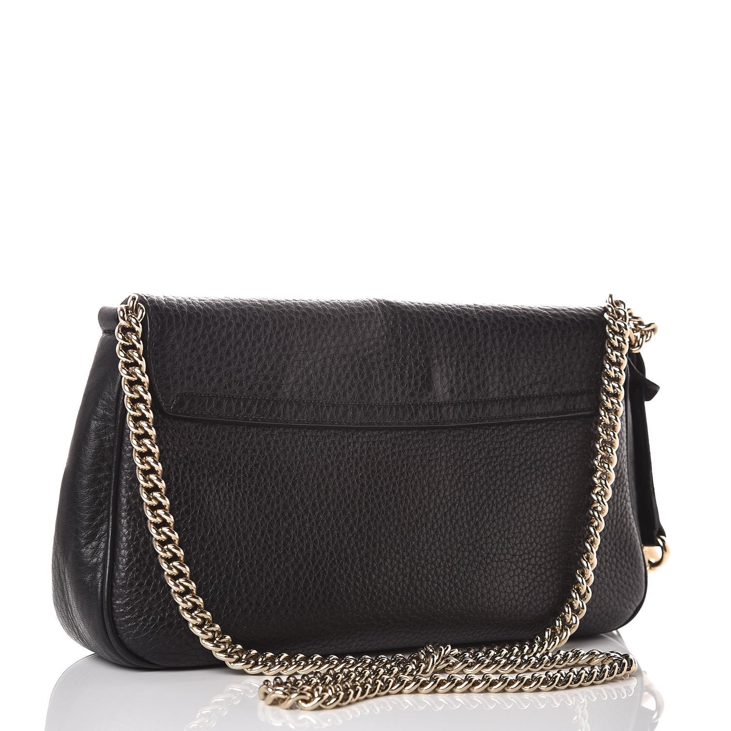 Pebbled Calfskin Medium Soho Flap Crossbody Black