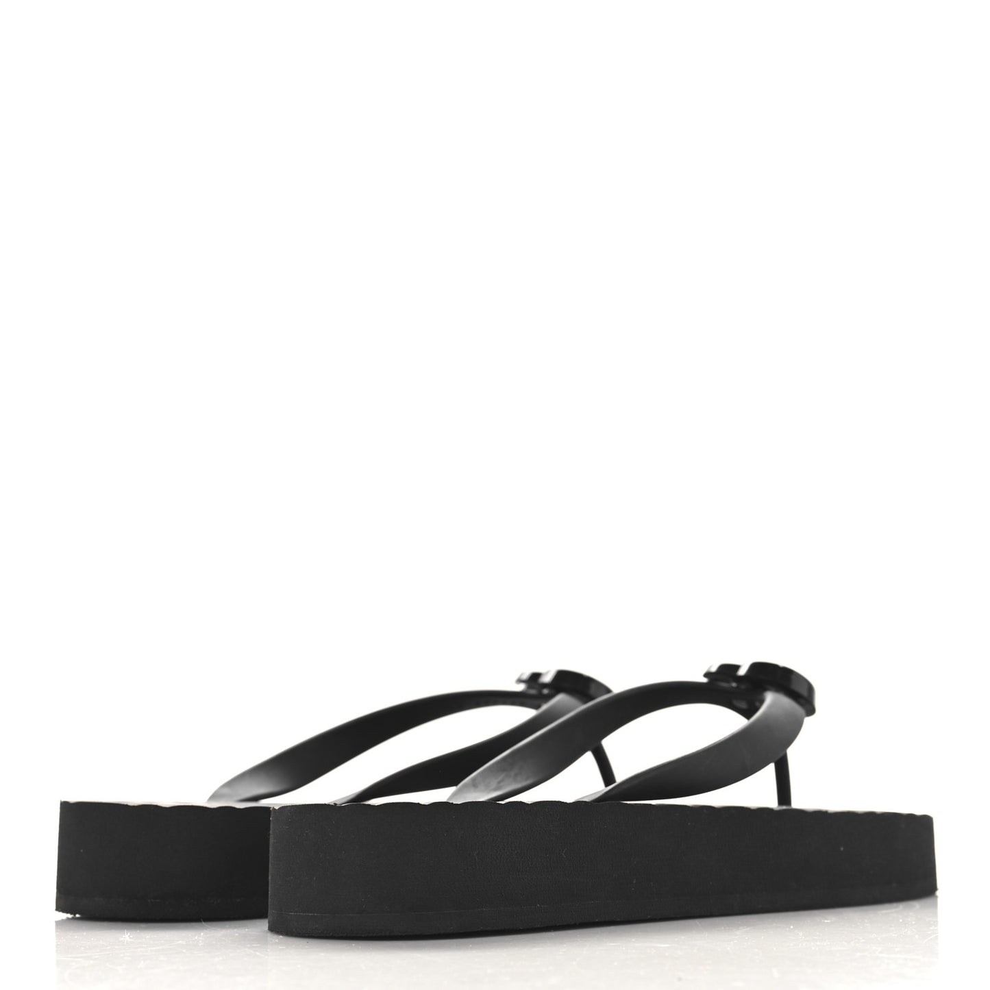 Rubber Chevron Womens GG Thong Sandals 40 Black