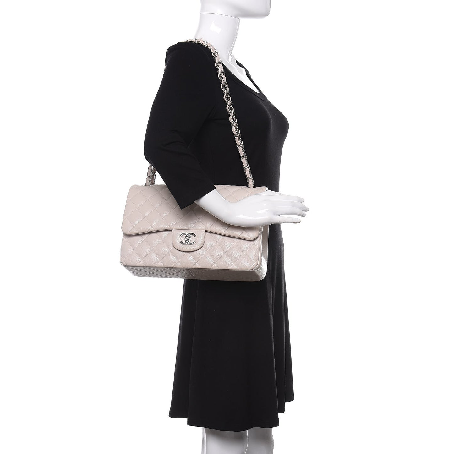 Caviar Quilted Jumbo Double Flap White