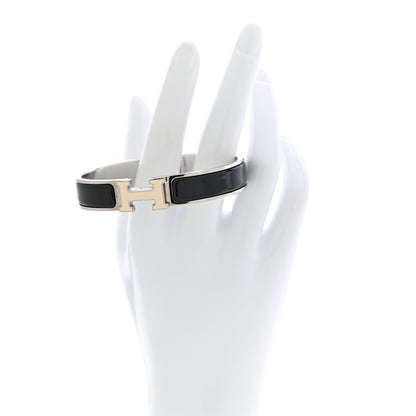 Hermes Enamel Narrow Clic Clac H Bracelet GM Black White 2 of 4