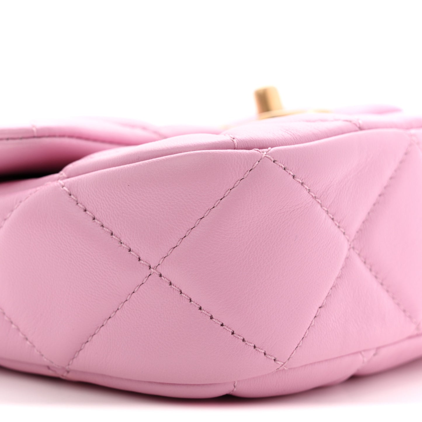 Lambskin Quilted Mini Lacquered Chain Flap Pink