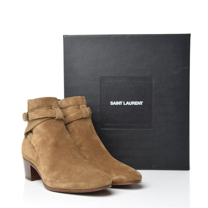 Saint Laurent Suede Womens Blake Ankle Boots 37.5 New Sigaro 9 of 9