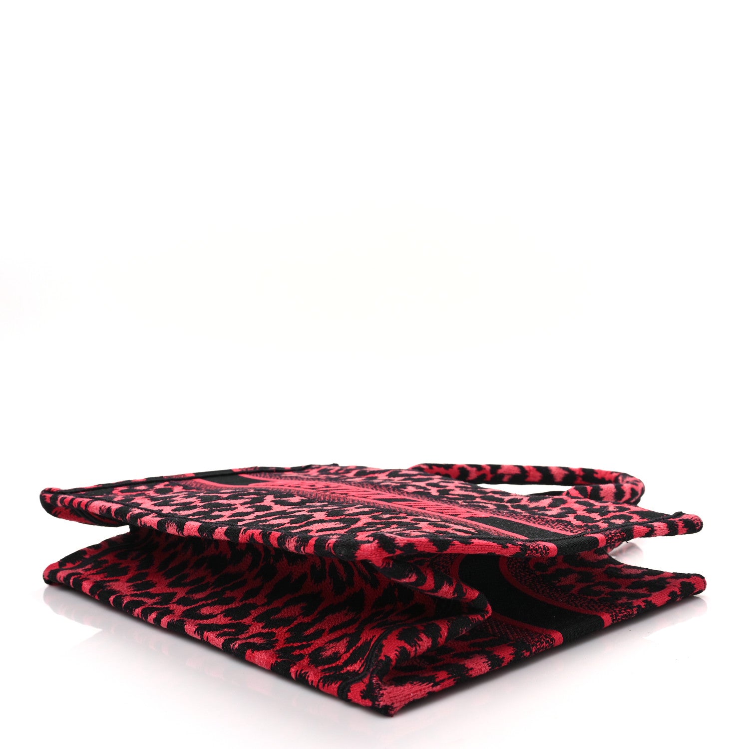 Christian Dior Canvas Mizza Embroidered Medium Leopard Book Tote Fuchsia Multicolor 7 of 7